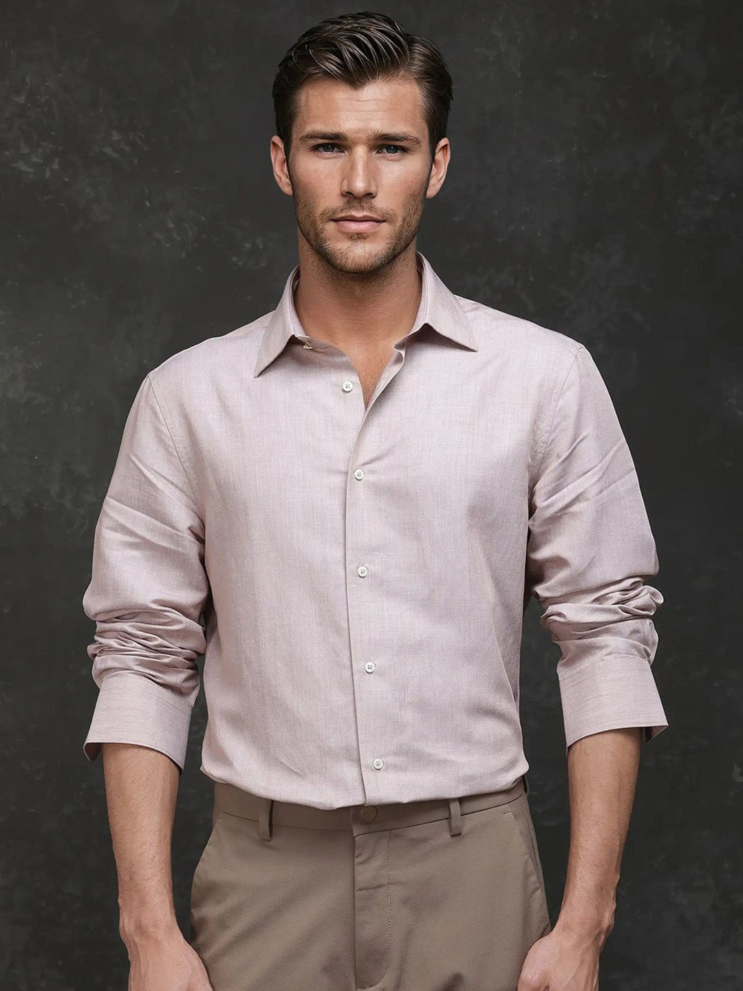 

RARE RABBIT Men Comfort Opaque Formal Shirt, Beige