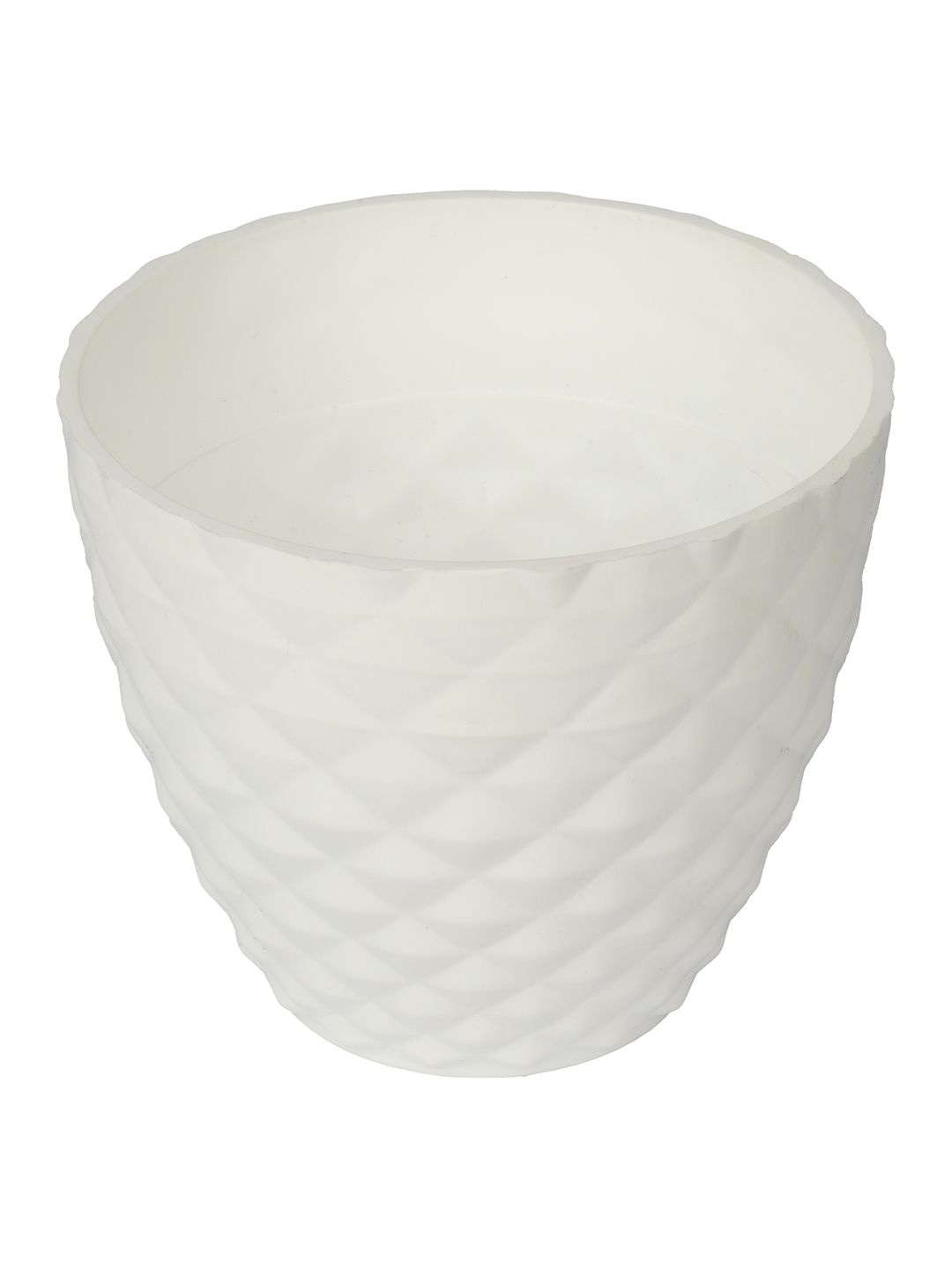 

Kuber Industries White Textured Flower Pot Planter