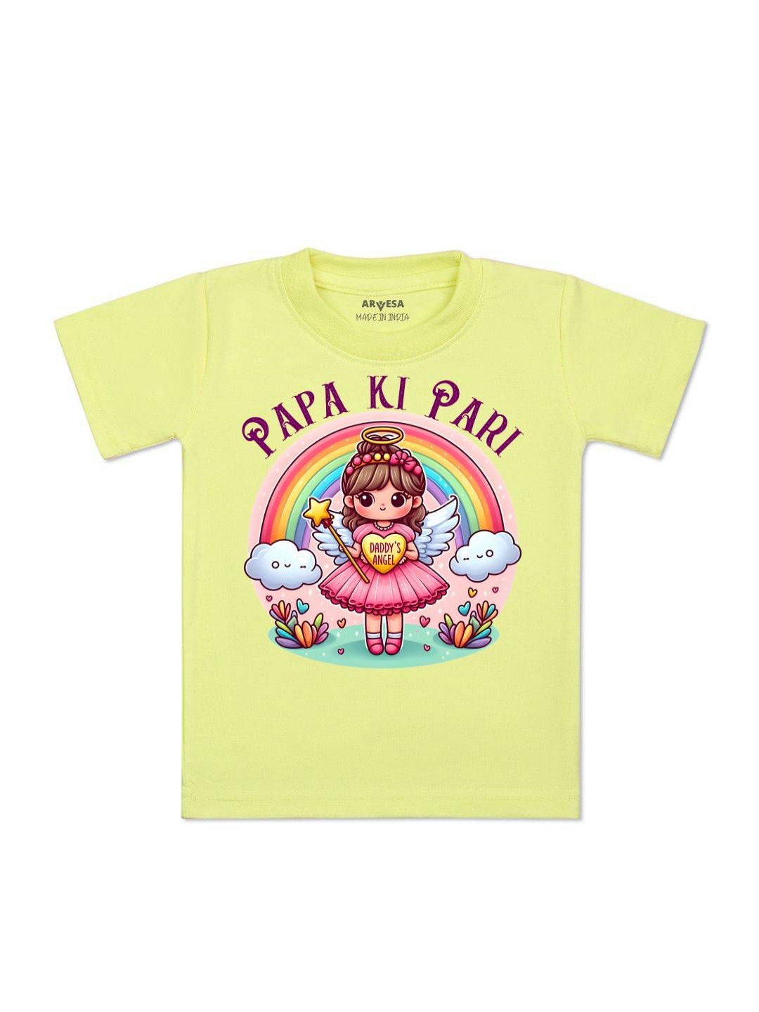 

Arvesa Kids Papa Ki Pari Printed Tshirt, Yellow