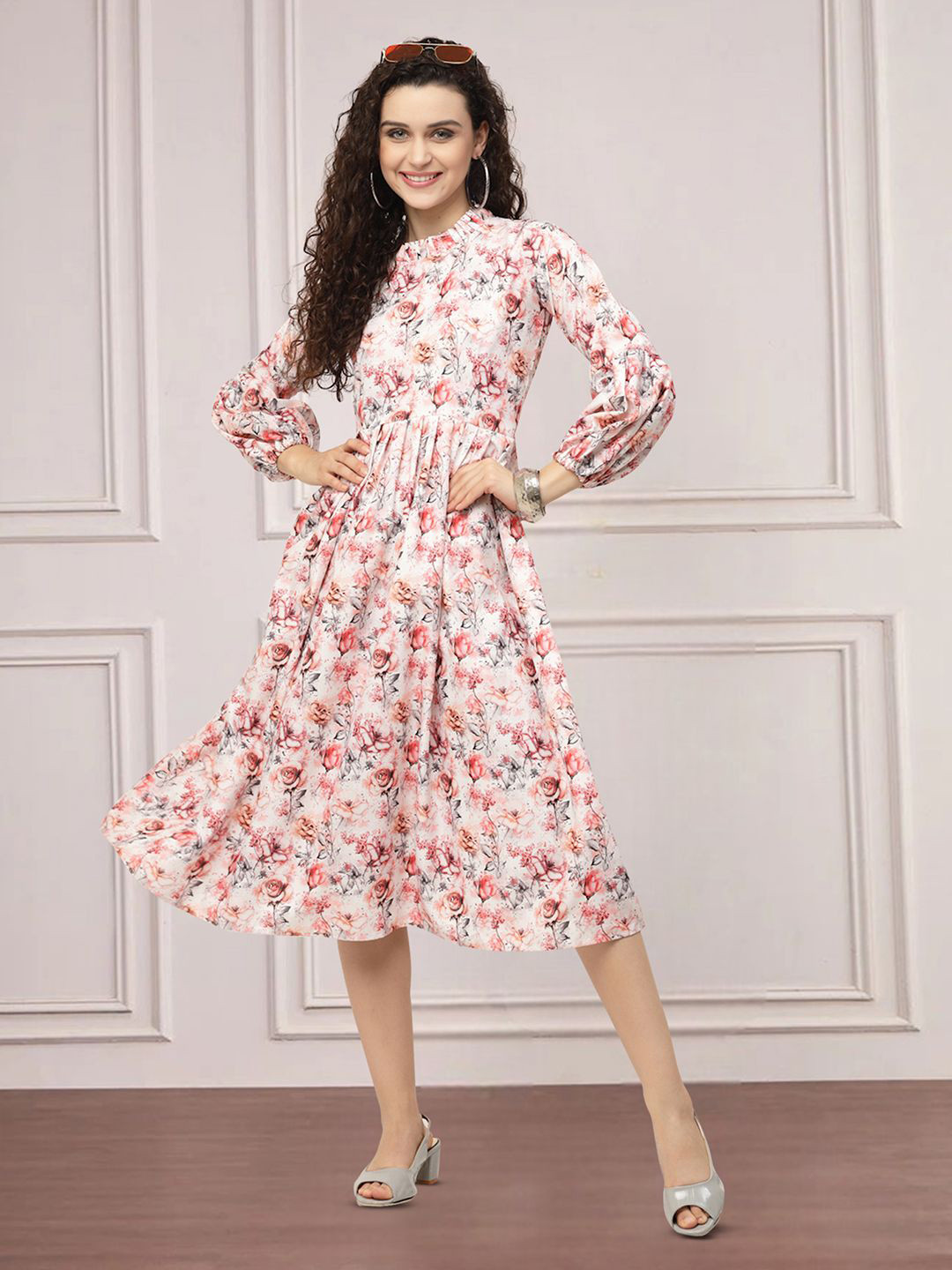 

Moda Rapido Floral Print Applique Fit & Flare Dress, Multi