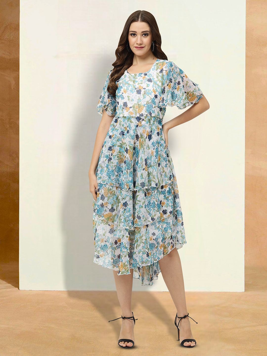 

Moda Rapido Floral Print Applique Fit & Flare Dress, Multi