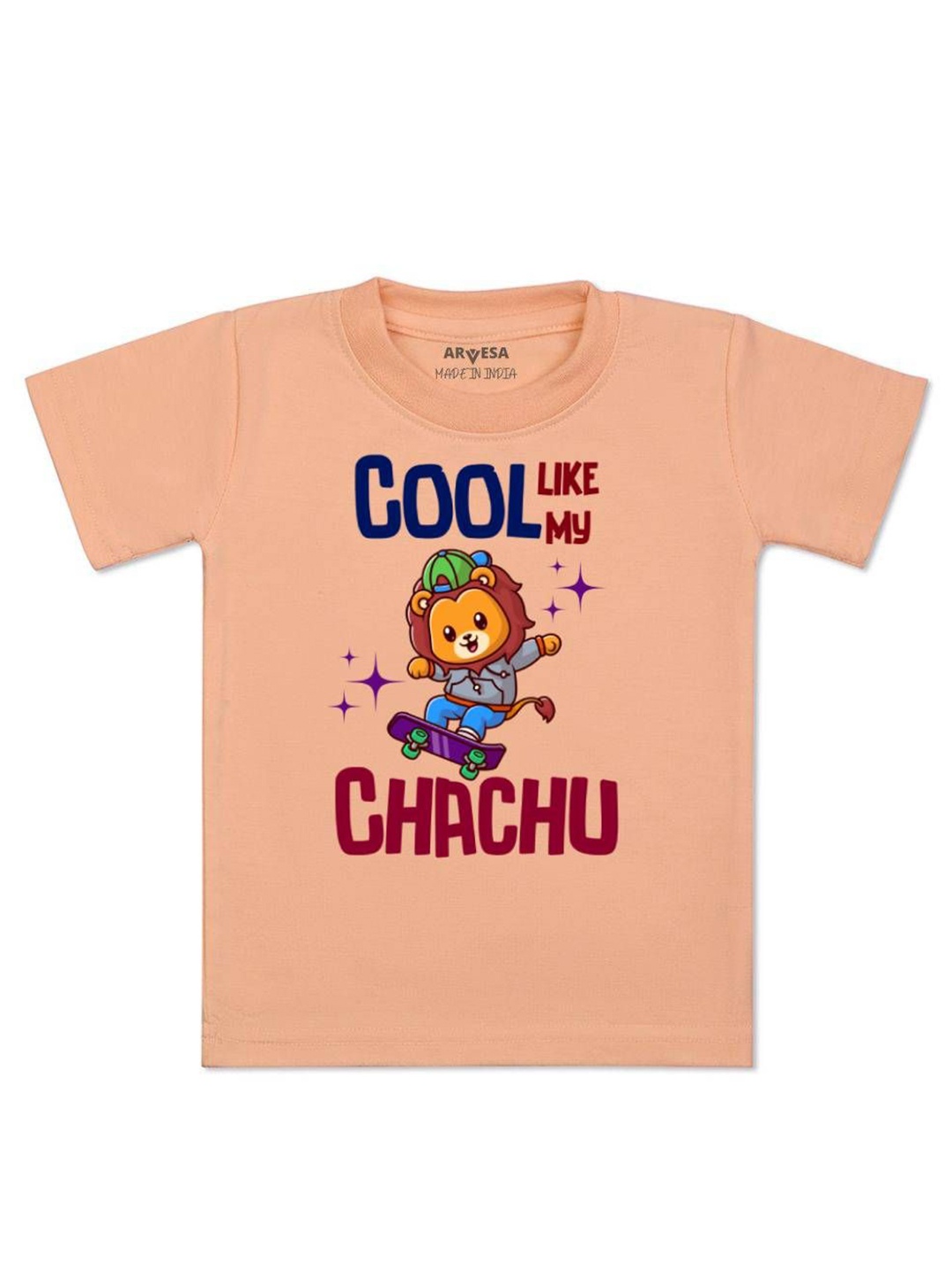 

Arvesa Kids Cool Like My Chachu Printed Tshirt, Peach