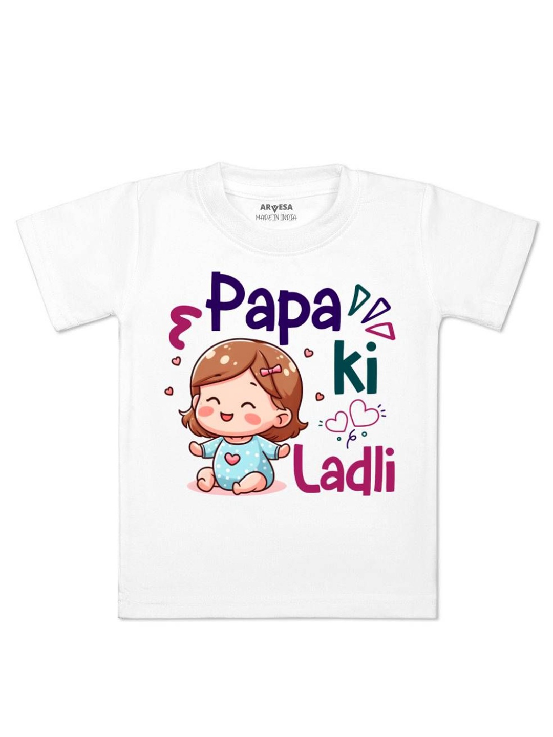 

Arvesa Kids Papa Ki Ladli Printed Tshirt, White