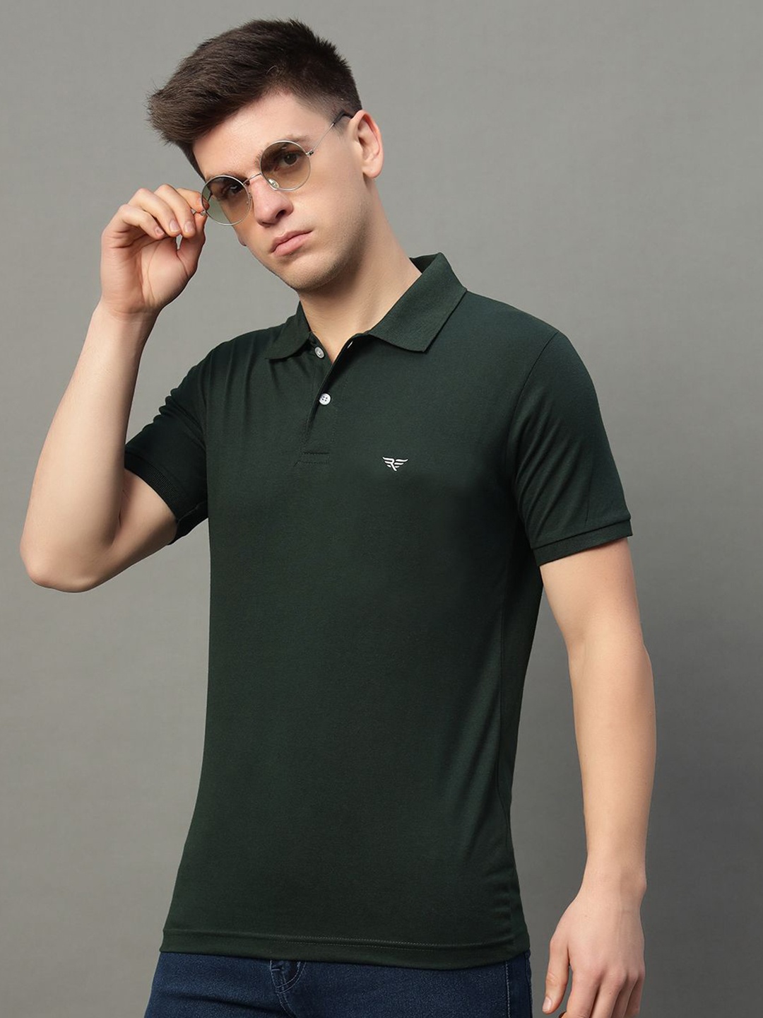 

XYRIS Men Polo Collar T-shirt, Olive