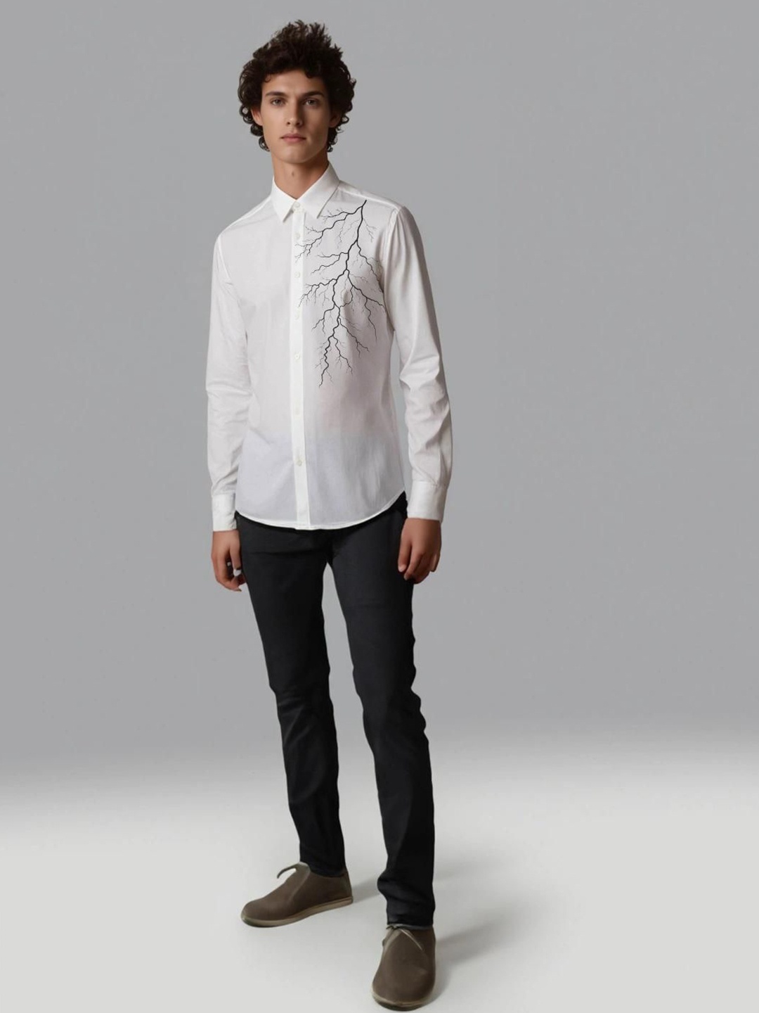

HE SPOKE Men Smart Tailored Fit Opaque Casual Shirt, White