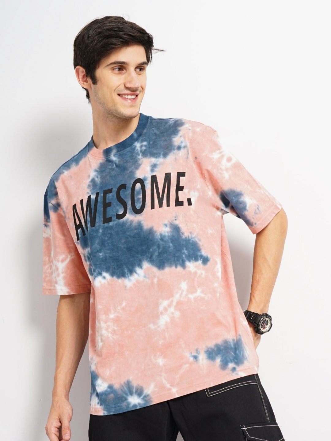 

Genoa Men Tie and Dye Printed T-shirt, Pink