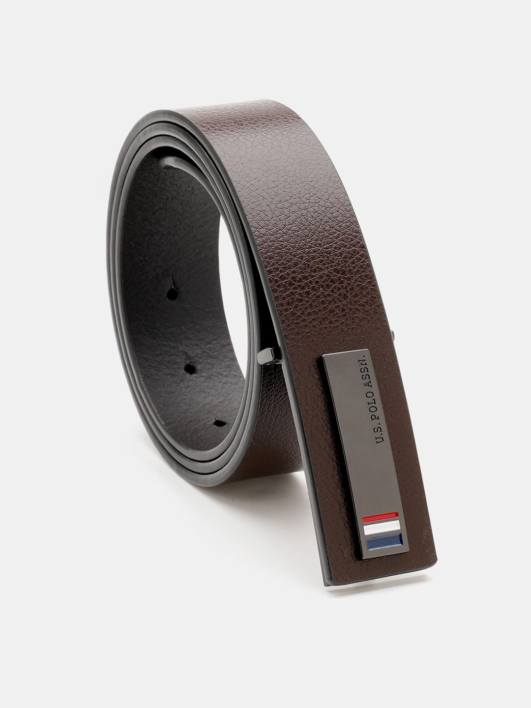 

U.S. Polo Assn. Men Textured Leather Reversible Belt, Brown