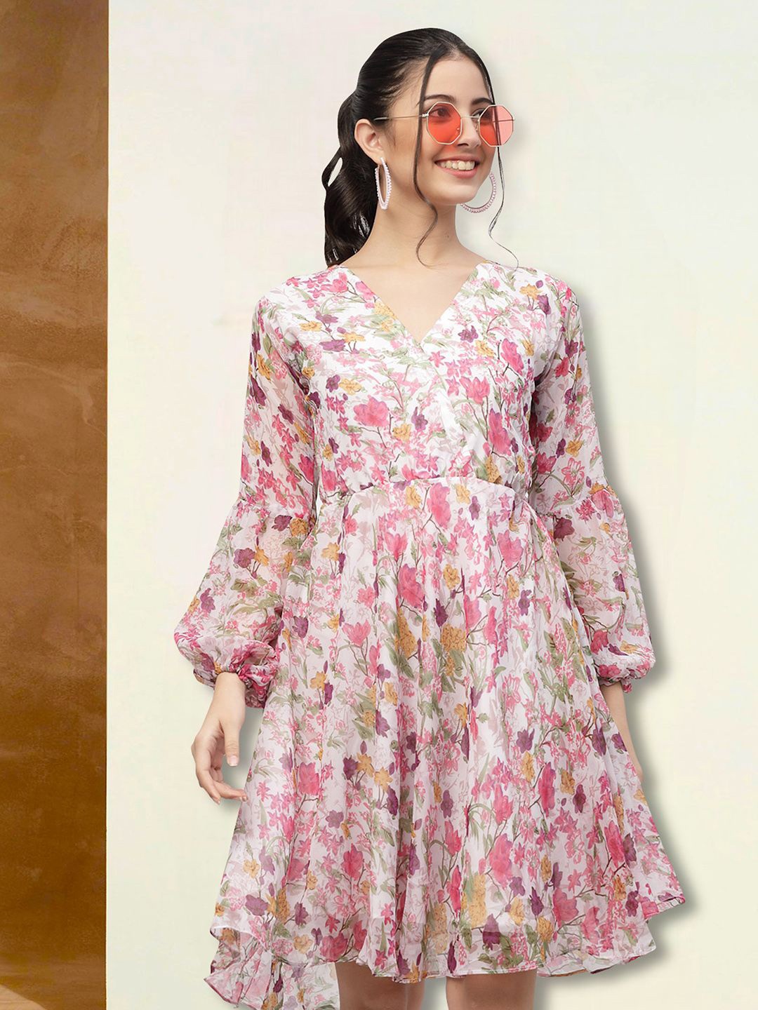 

Moda Rapido Floral Print Applique Fit & Flare Dress, Multi