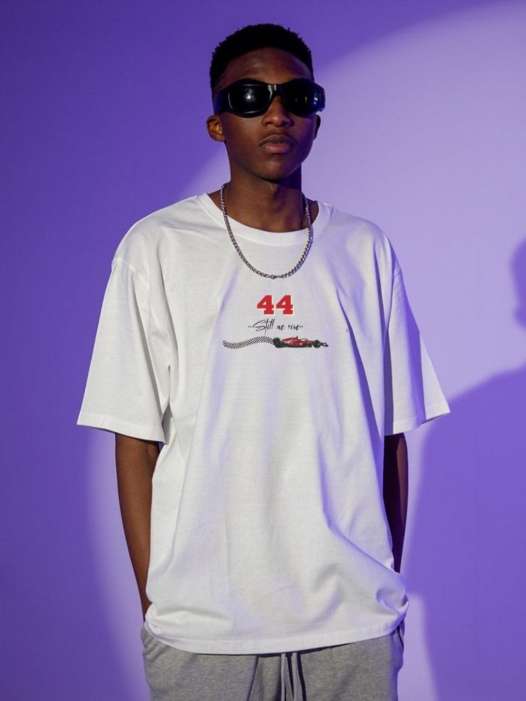 

TheBTclub Men Printed Drop-Shoulder Sleeves Activchill T-shirt, White
