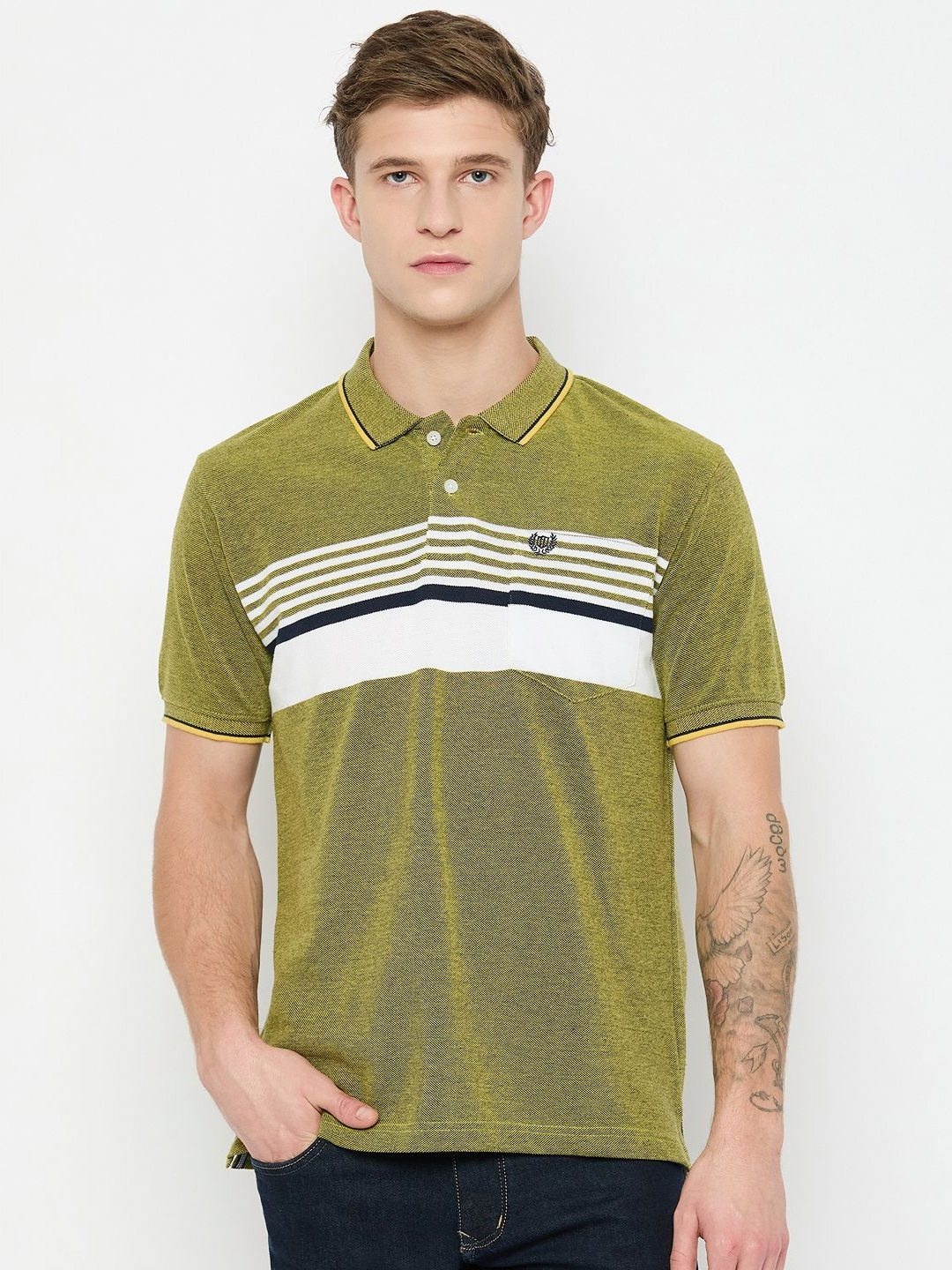 

Duke Men Printed Polo Collar Pockets T-shirt, Green