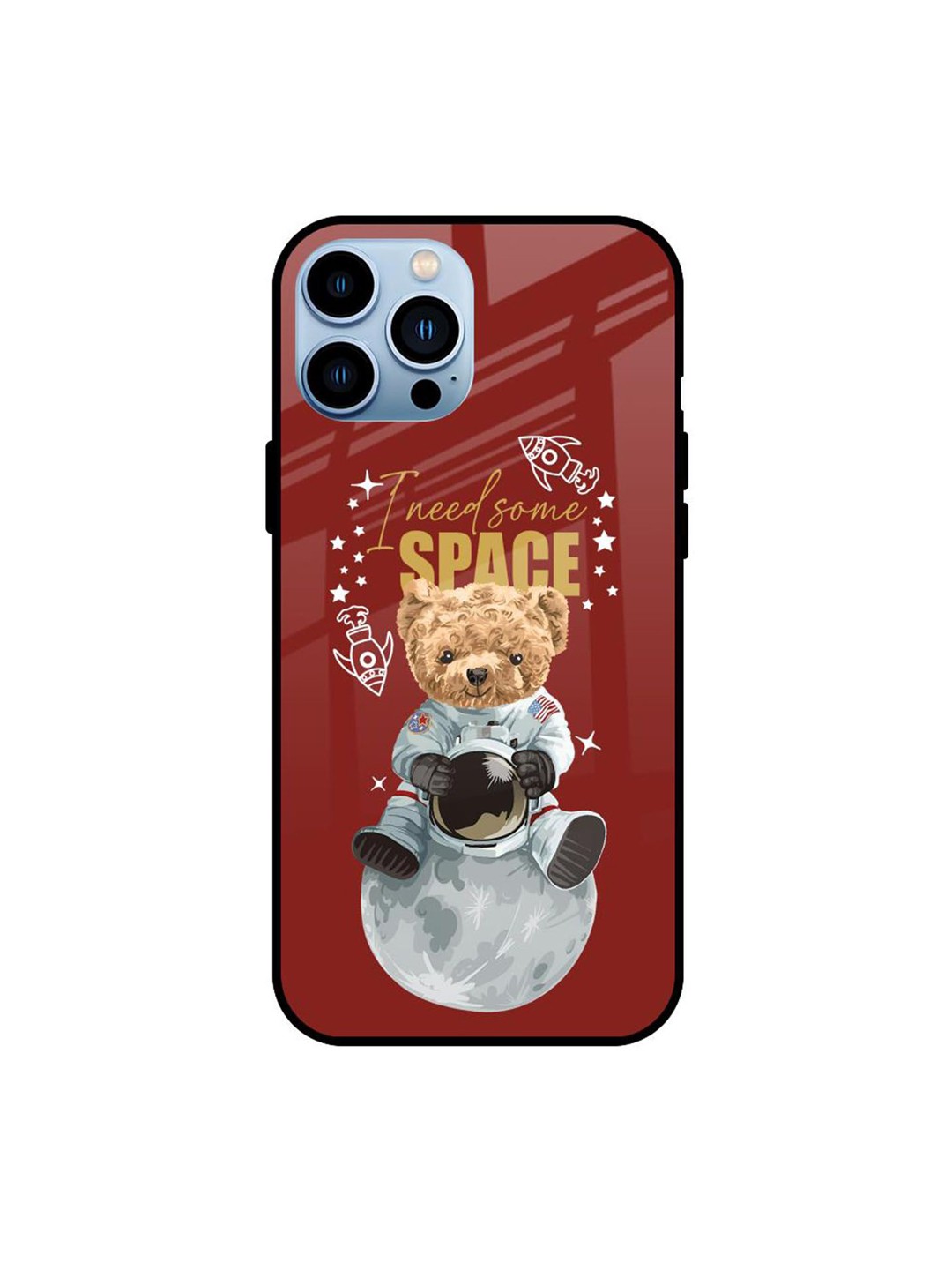 

QRIOH Astronaut Bear Printed iPhone 13 Pro Back Case, Brown
