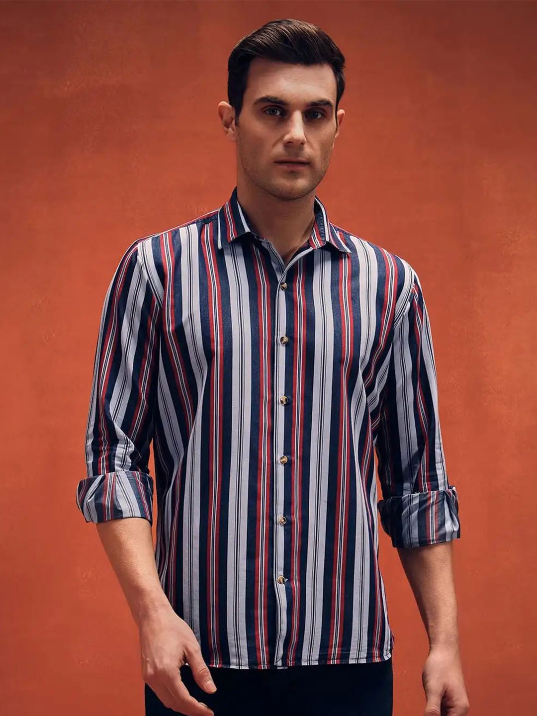 

Moda Rapido Men Comfort Opaque Printed Casual Shirt, Red
