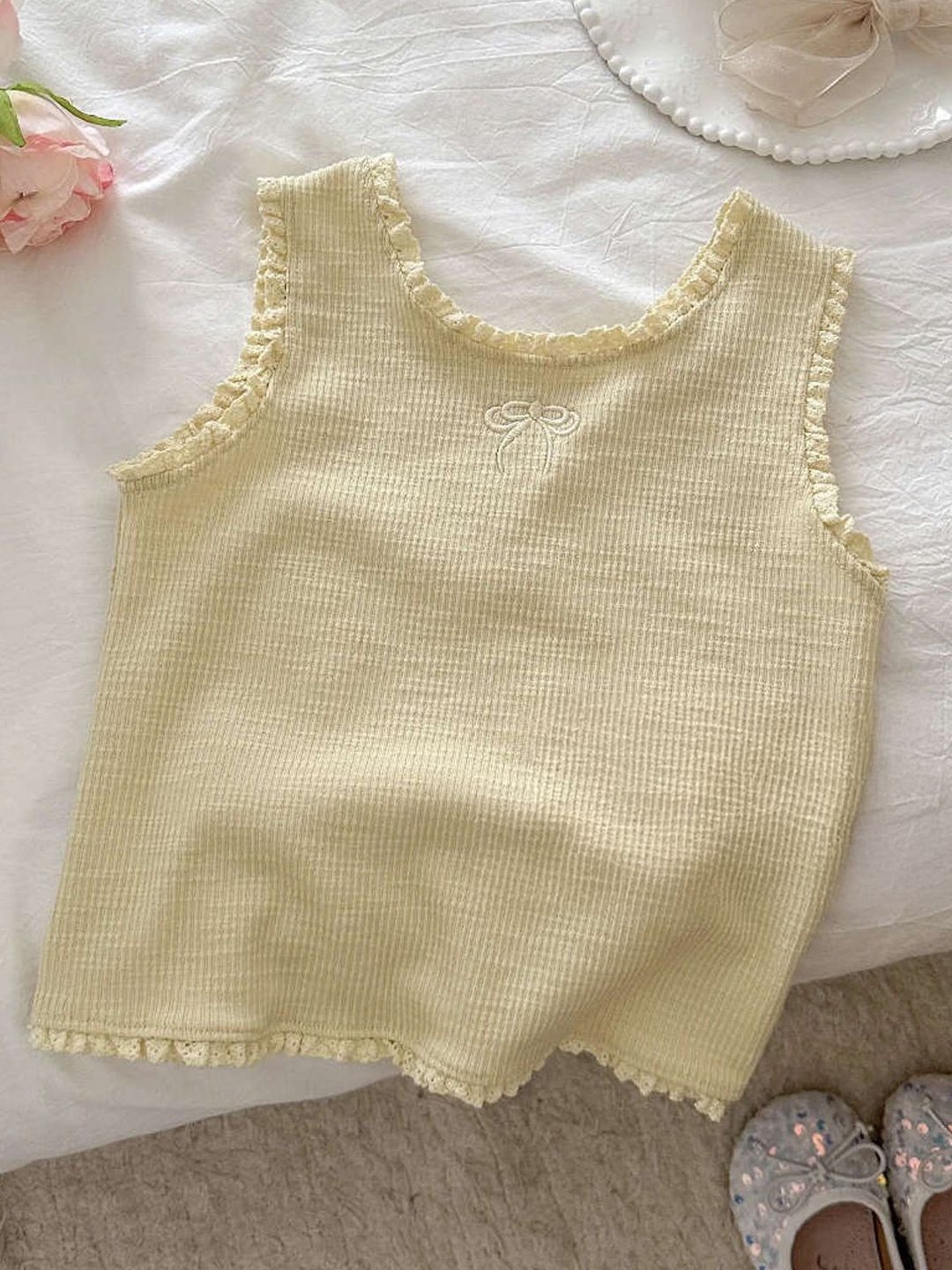 

FOREVER FRIDAY Cold-Shoulder Cotton Top, Yellow