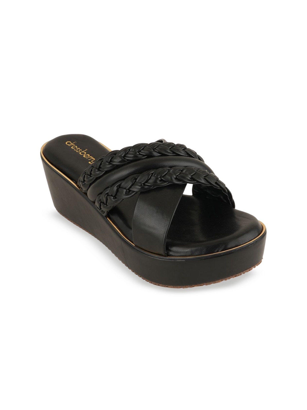 

DressBerry Wedge Pumps with Tassels, Black