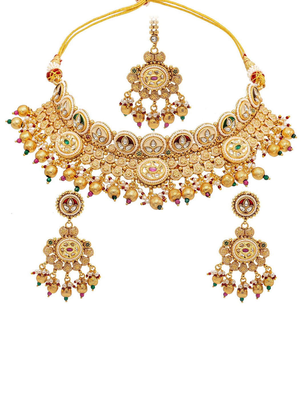 

Shining Jewel - By Shivansh Gold-Plated Kundan Studded Jewellery Set