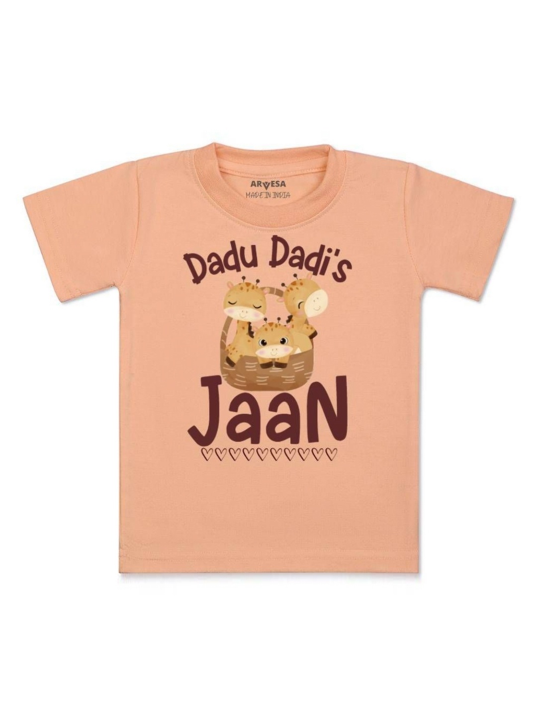 

Arvesa Kids Dada Dadi Jaan Printed Tshirt, Peach