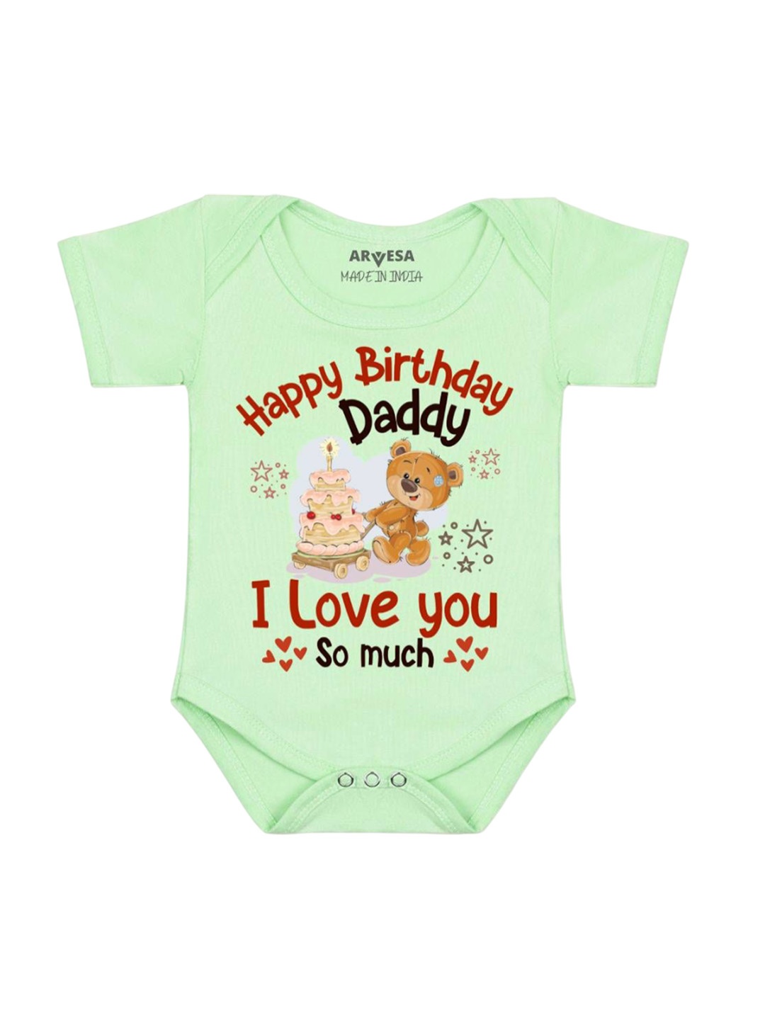 

Arvesa Kids Happy Birthday Daddy. I Love You So Much. Printed Romper, Green