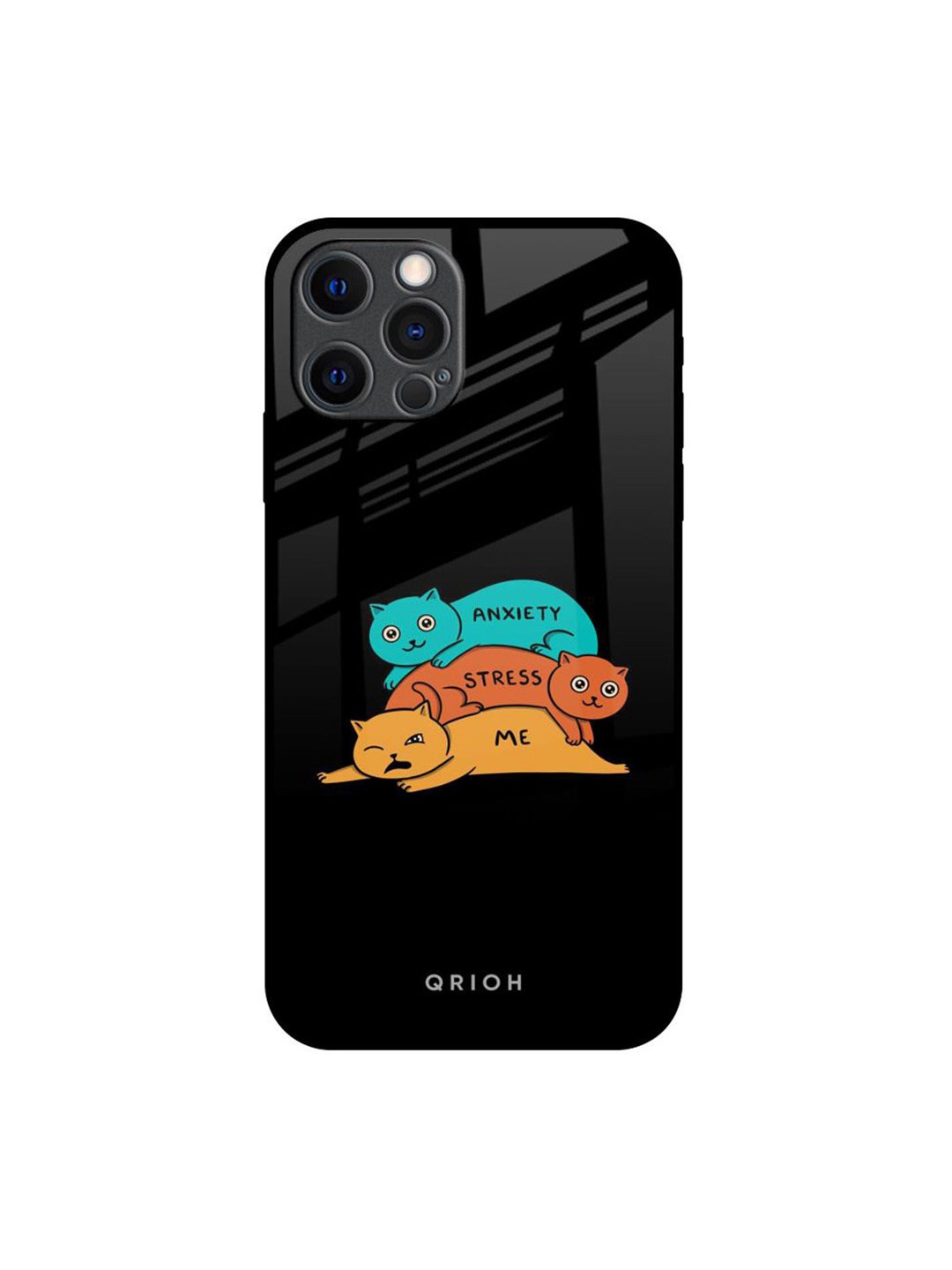 

QRIOH Quirky Printed iPhone 12 Pro Max Back Case Mobile Accessories, Black