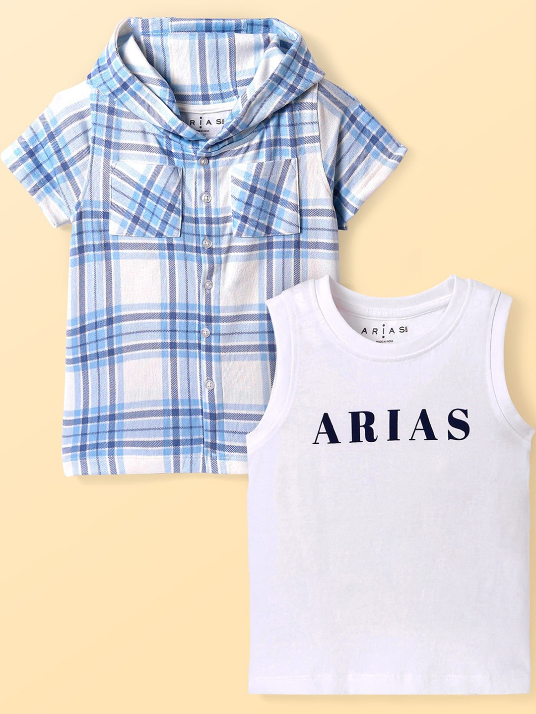 

ARIAS By LARA DUTTA Boys Tartan Checks Opaque Checked Casual Shirt, Blue