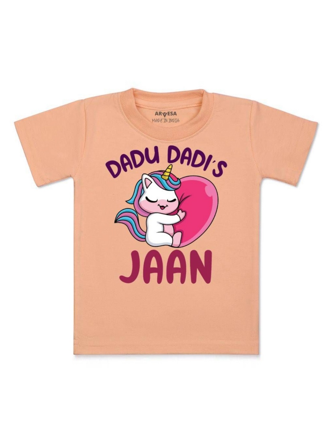 

Arvesa Kids Dada Dadi Jaan Printed Tshirt, Peach