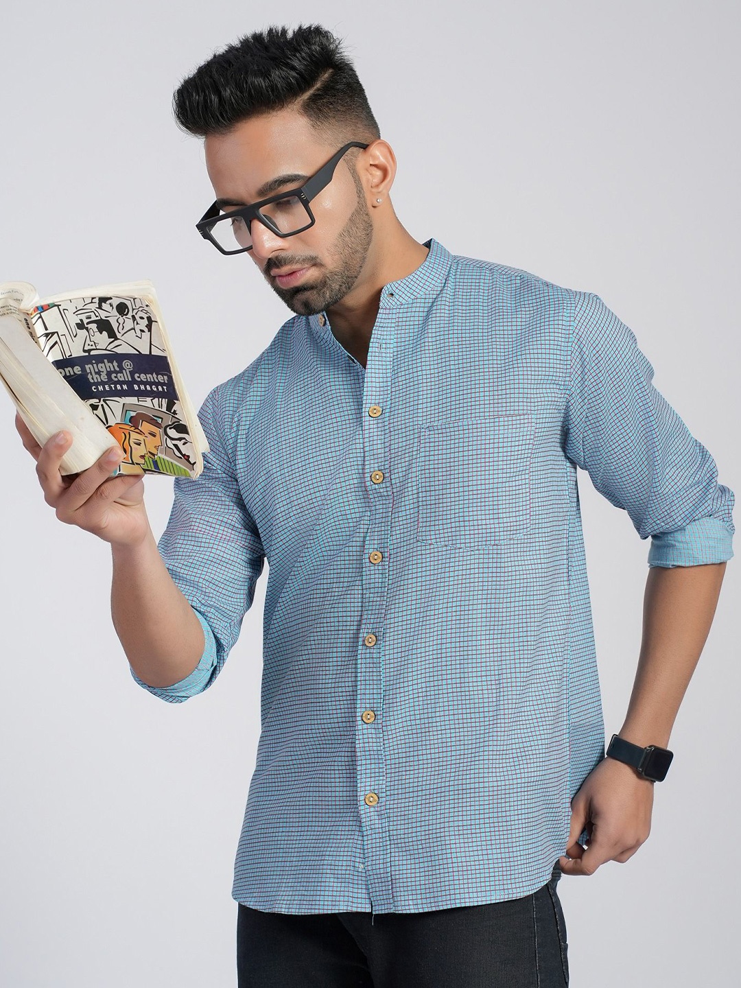 

Cotton Curio Men Comfort Opaque Casual Shirt, Blue