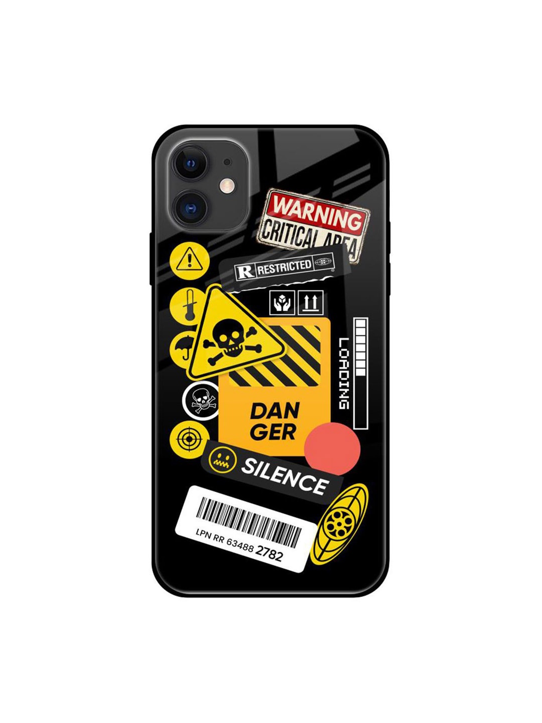 

QRIOH Danger Signs Printed iPhone 12 Mini Back Case, Black