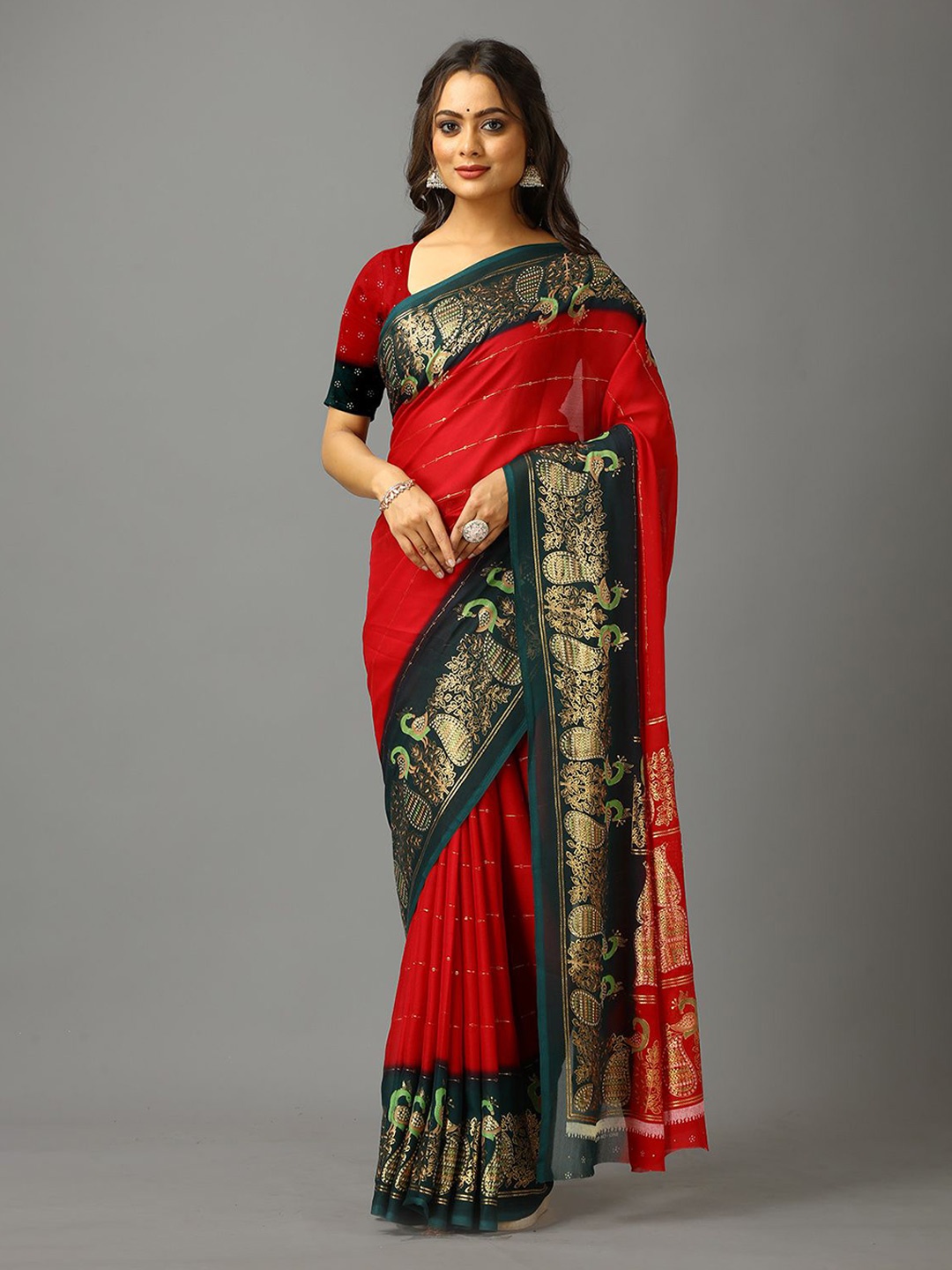 

VIRENDRA TEXTILES Pure Crepe Saree, Maroon