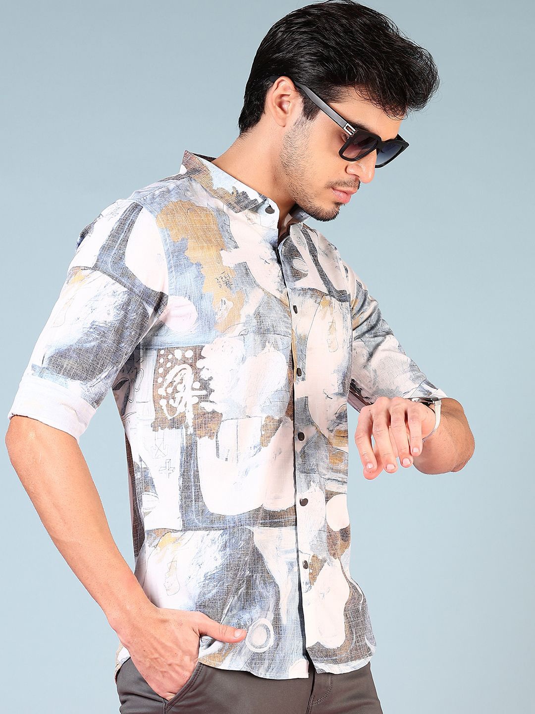 

V-Mart Men Floral Opaque Printed Casual Shirt, Blue