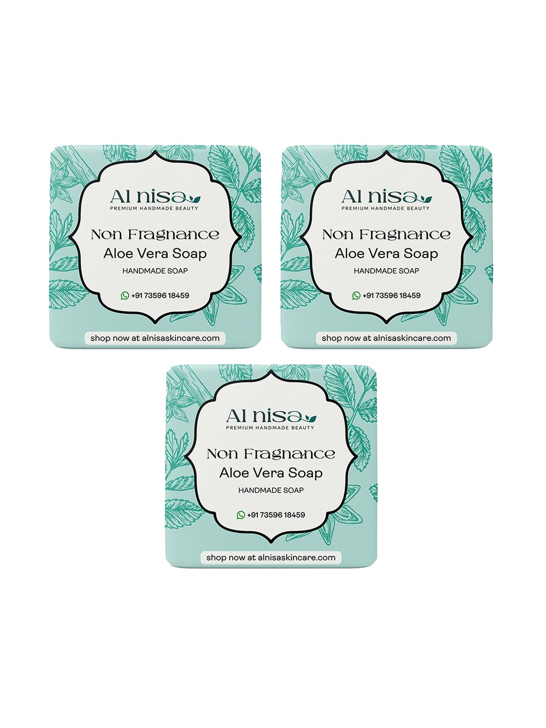 

Al Nisa Set Of 3 Aloevera Homemade Soap- 100 g Each, Green