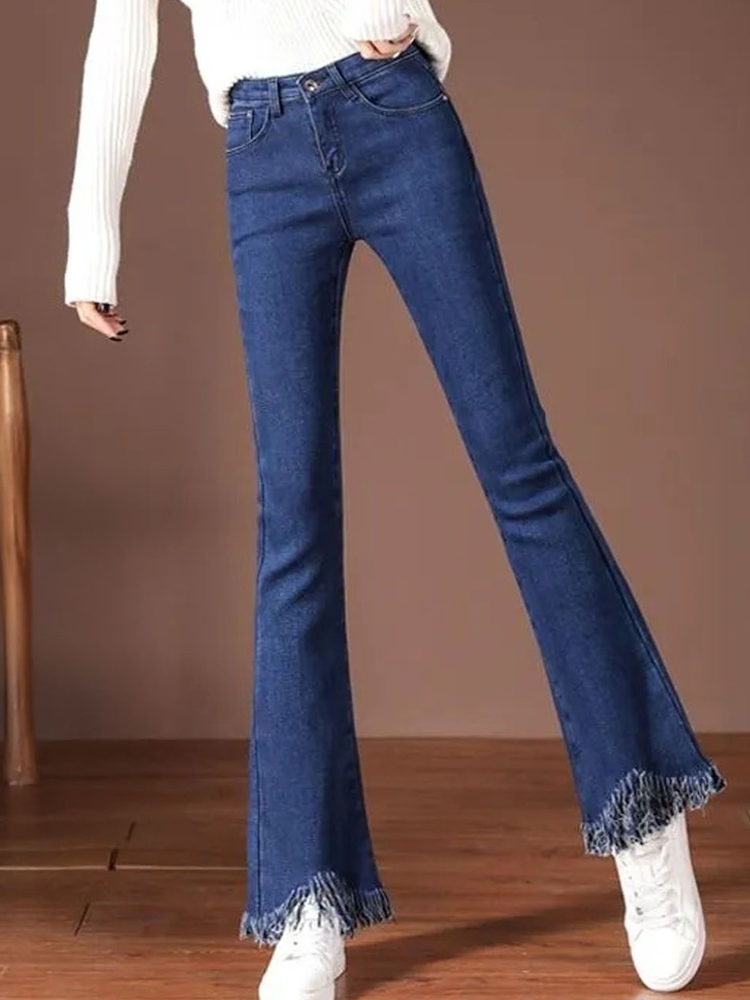 

StyleCast Women Mid-Rise Bootcut Frayed Denim Jeans, Blue