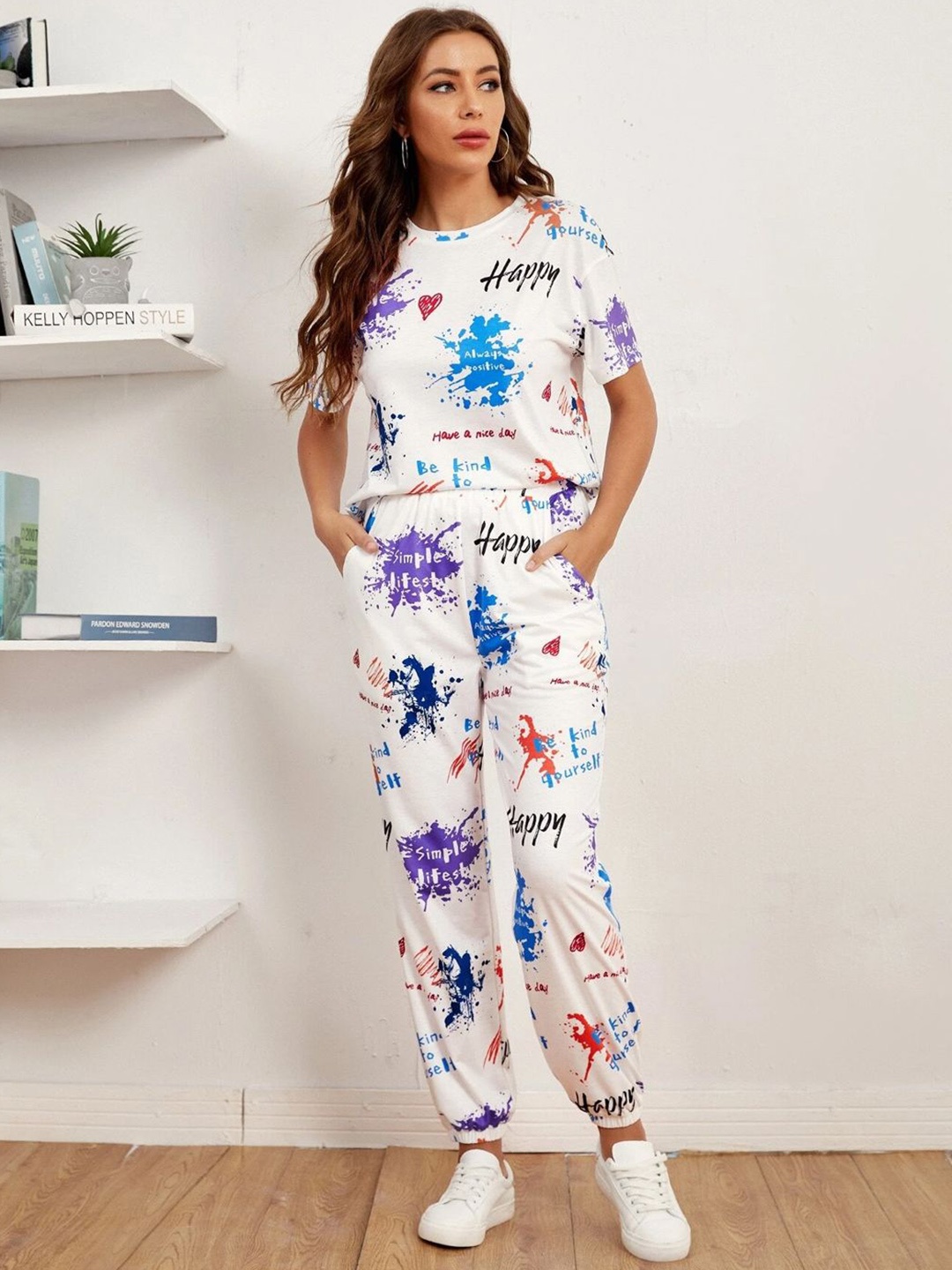 

Dreambe Printed Short Sleeve T-Shirt & Joggers Co-Ords, White