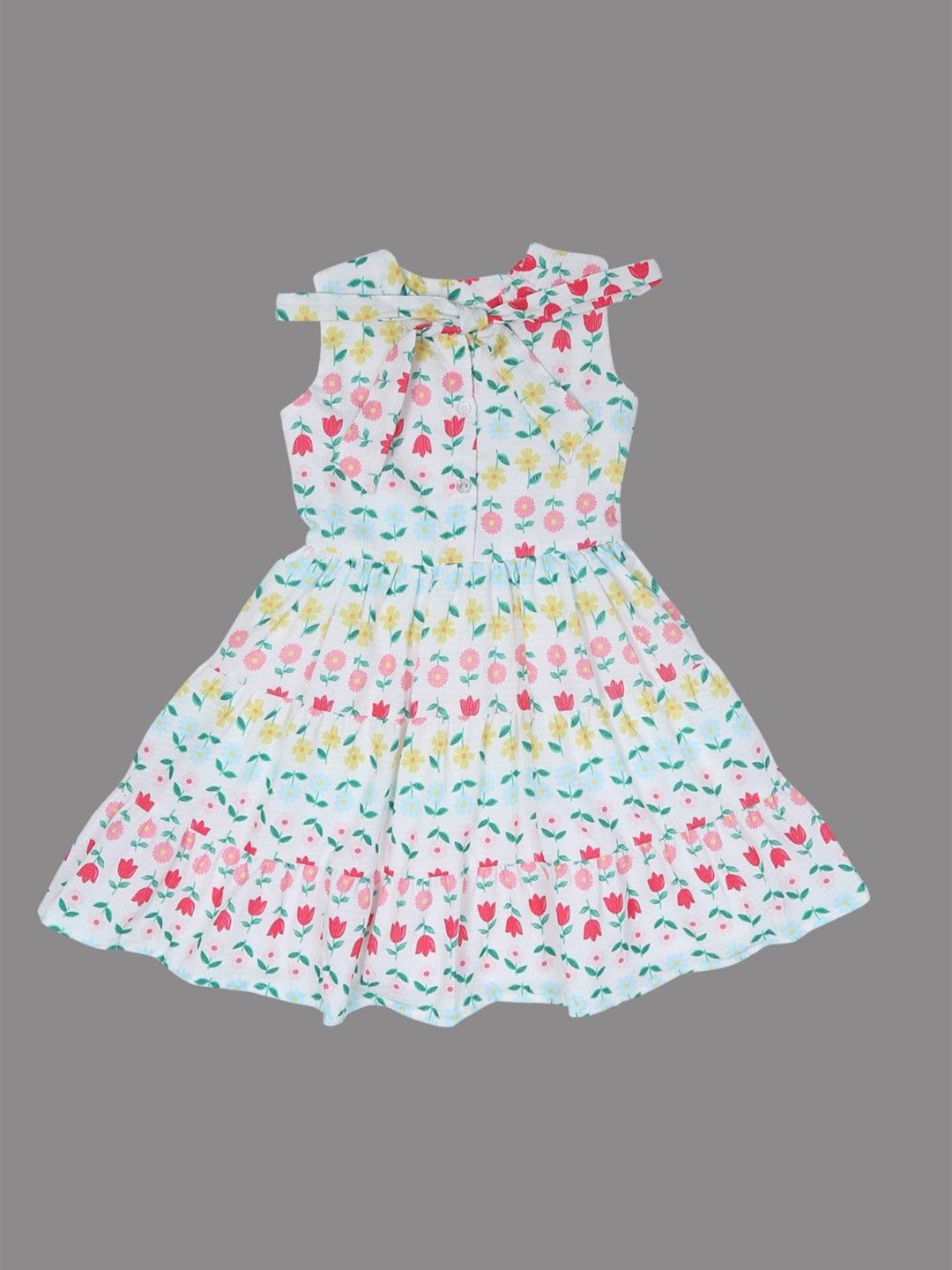 

Doodle Girls Floral Printed Fit & Flare Dress, Off white