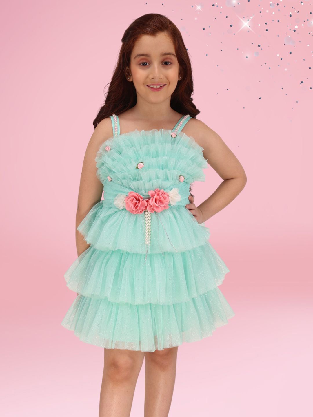 

CUTECUMBER Georgette Fit & Flare Dress, Green