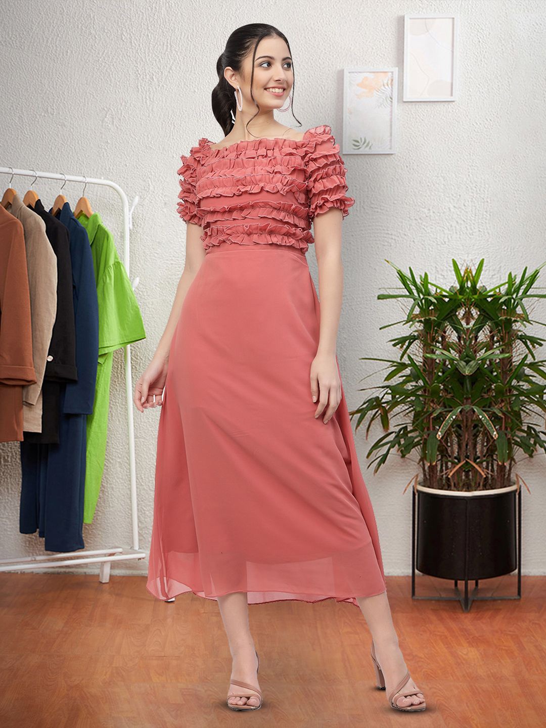 

Moda Rapido Applique Fit & Flare Dress, Peach