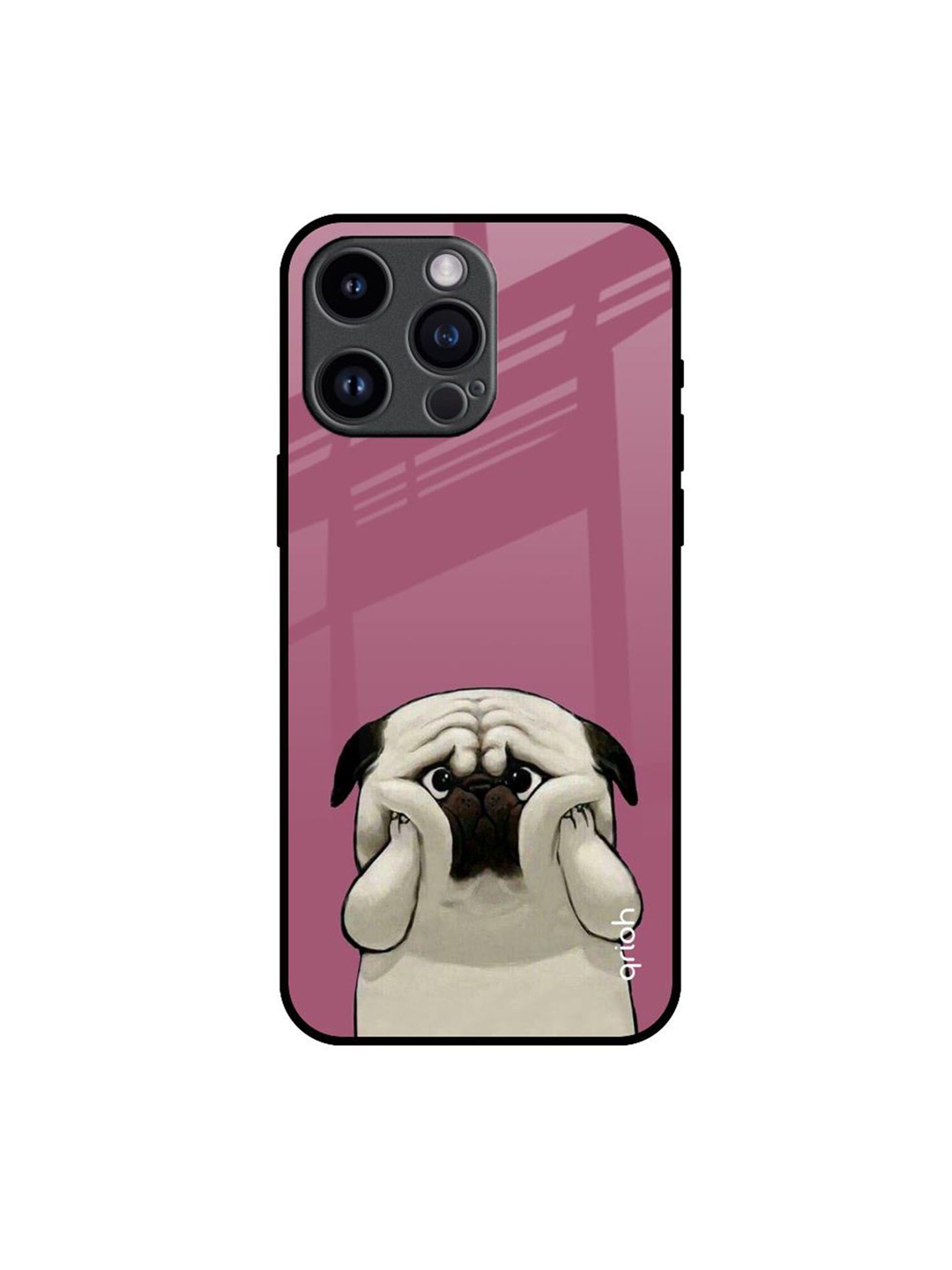

QRIOH Funny Pug Face Printed iPhone 14 Pro Max Back Case, Pink