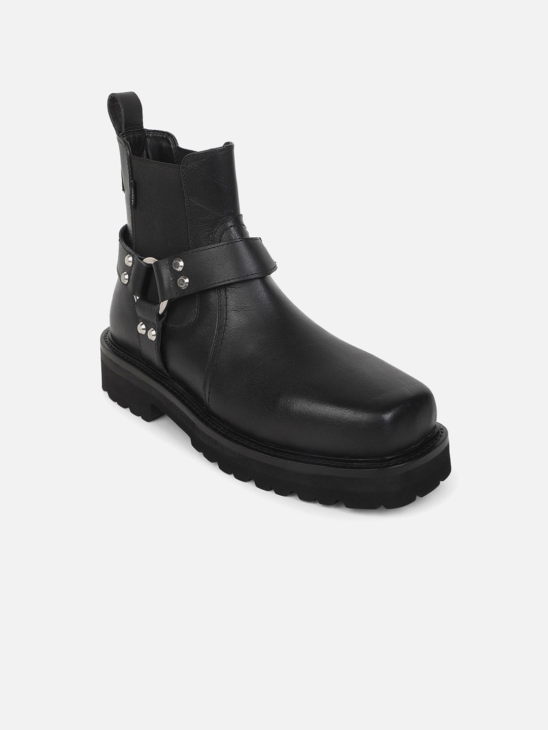 

EZOK Men Leather Slip On Boots, Black