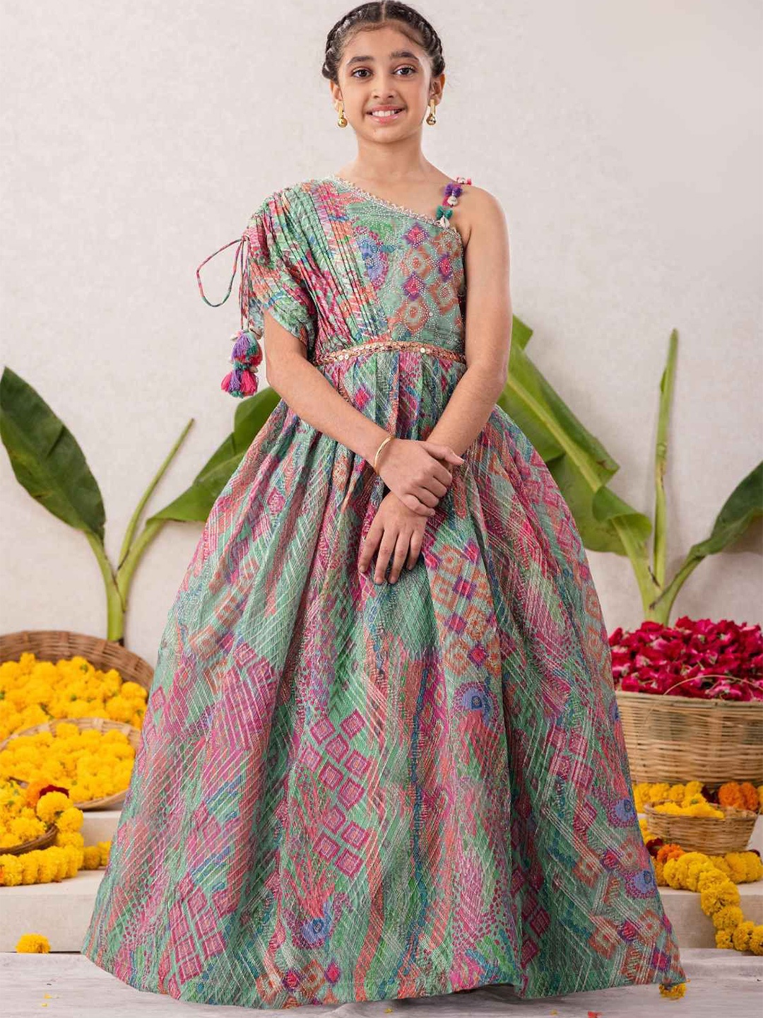 

Lagorii Luxe Floral Print Maxi Dress, Na