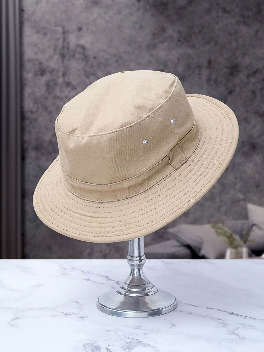 

Infispace Men Beige Embroidered Bucket Hat