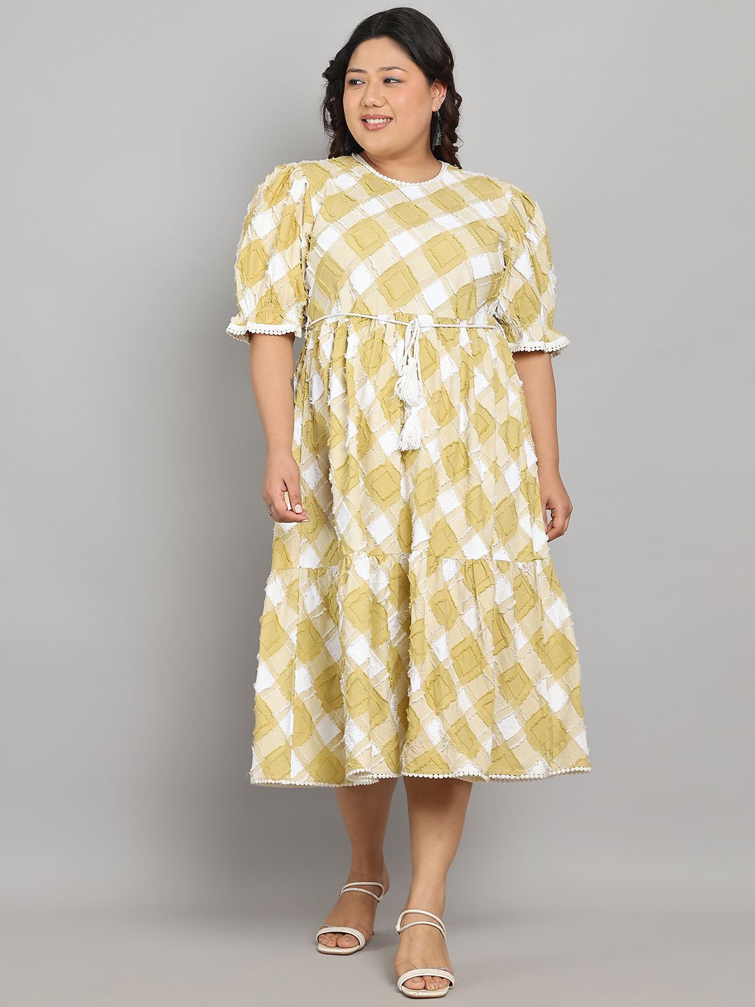 

Tulsattva Print Fit & Flare Midi Dress, Yellow