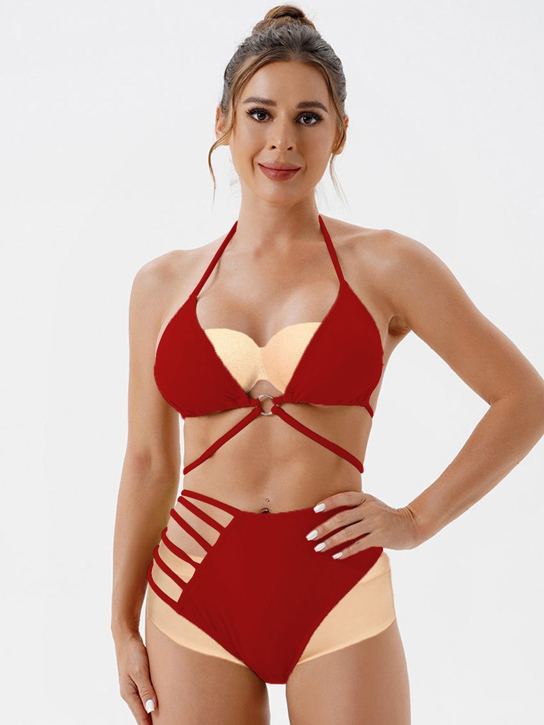 

Krelin Halter Neck Swim Bikini Set, Red