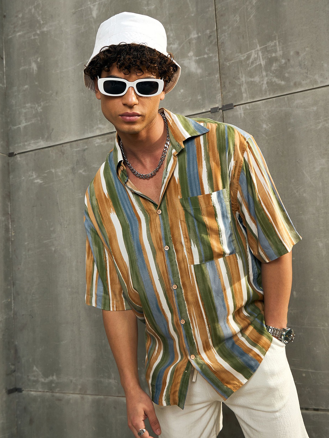 

MASCLN SASSAFRAS Men Relaxed Opaque Printed Casual Shirt, Brown