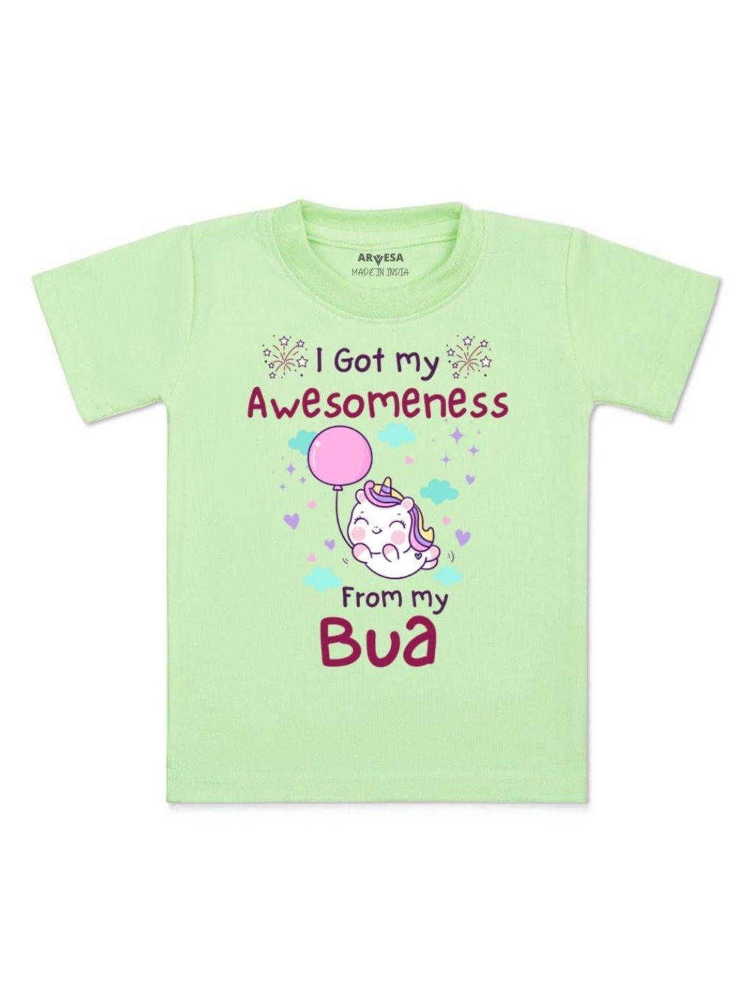 

Arvesa Kids I Got Awesomeness From Bua Printed Tshirt, Green