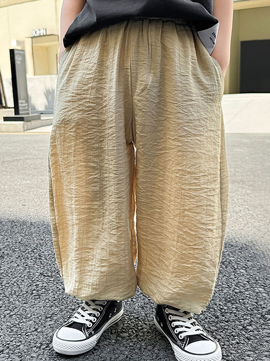 

LULU & SKY Boys Loose Fit Trousers, Beige