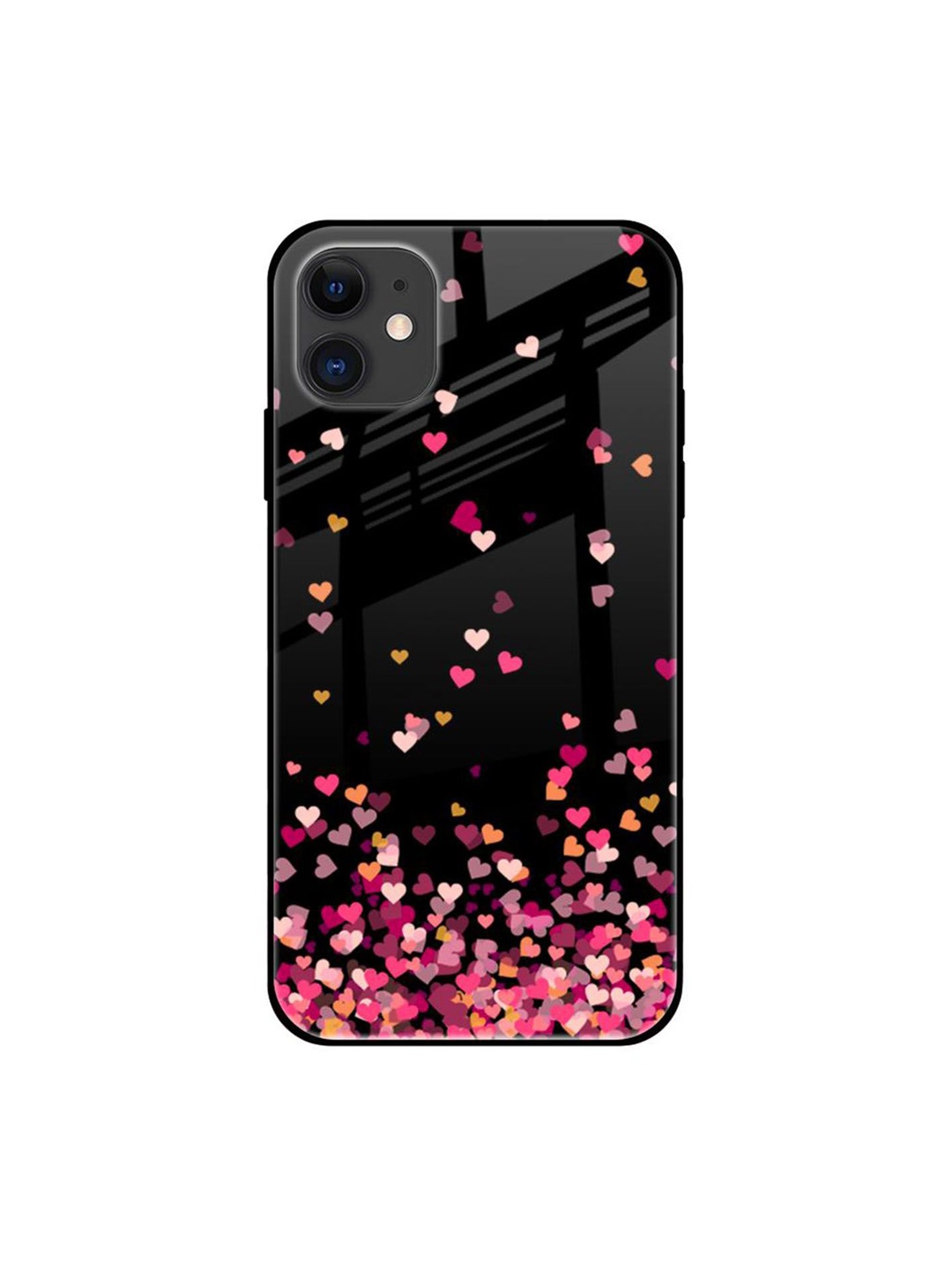 

QRIOH Heart Rain Fall Printed iPhone 12 Mini Back Case, Black
