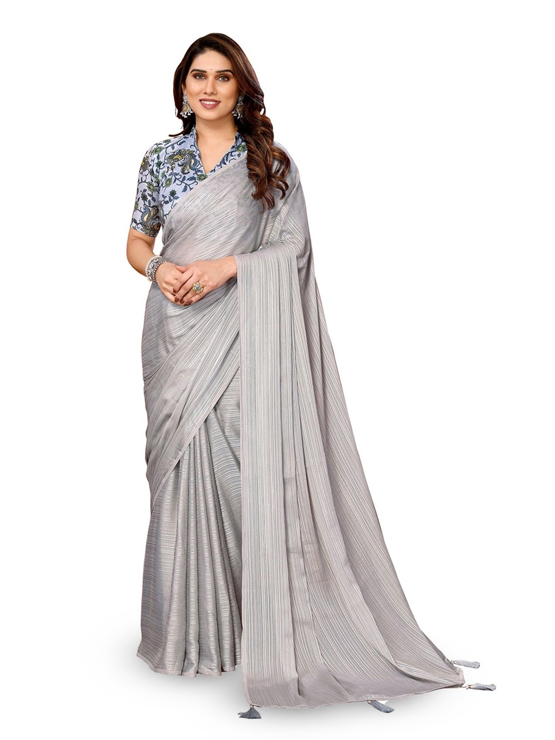

Fashion FRICKS Ethnic Motifs Saree, Grey