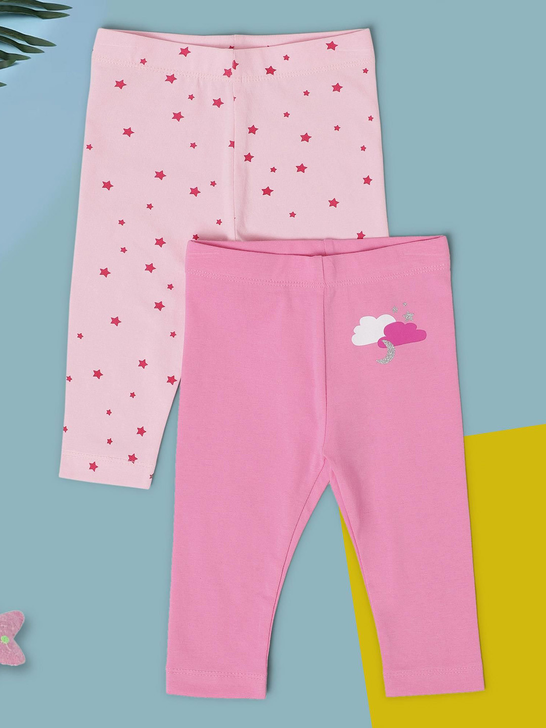 

Babies R Us Infant Girls Pack Of 2 Printed Ankle Length Leggings, Pink