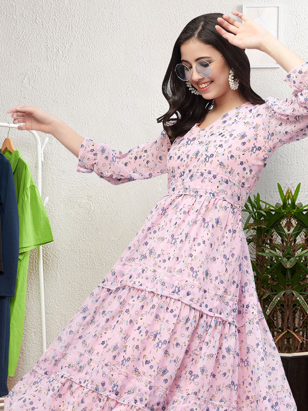 

Moda Rapido Floral Print Applique Fit & Flare Dress, Multi