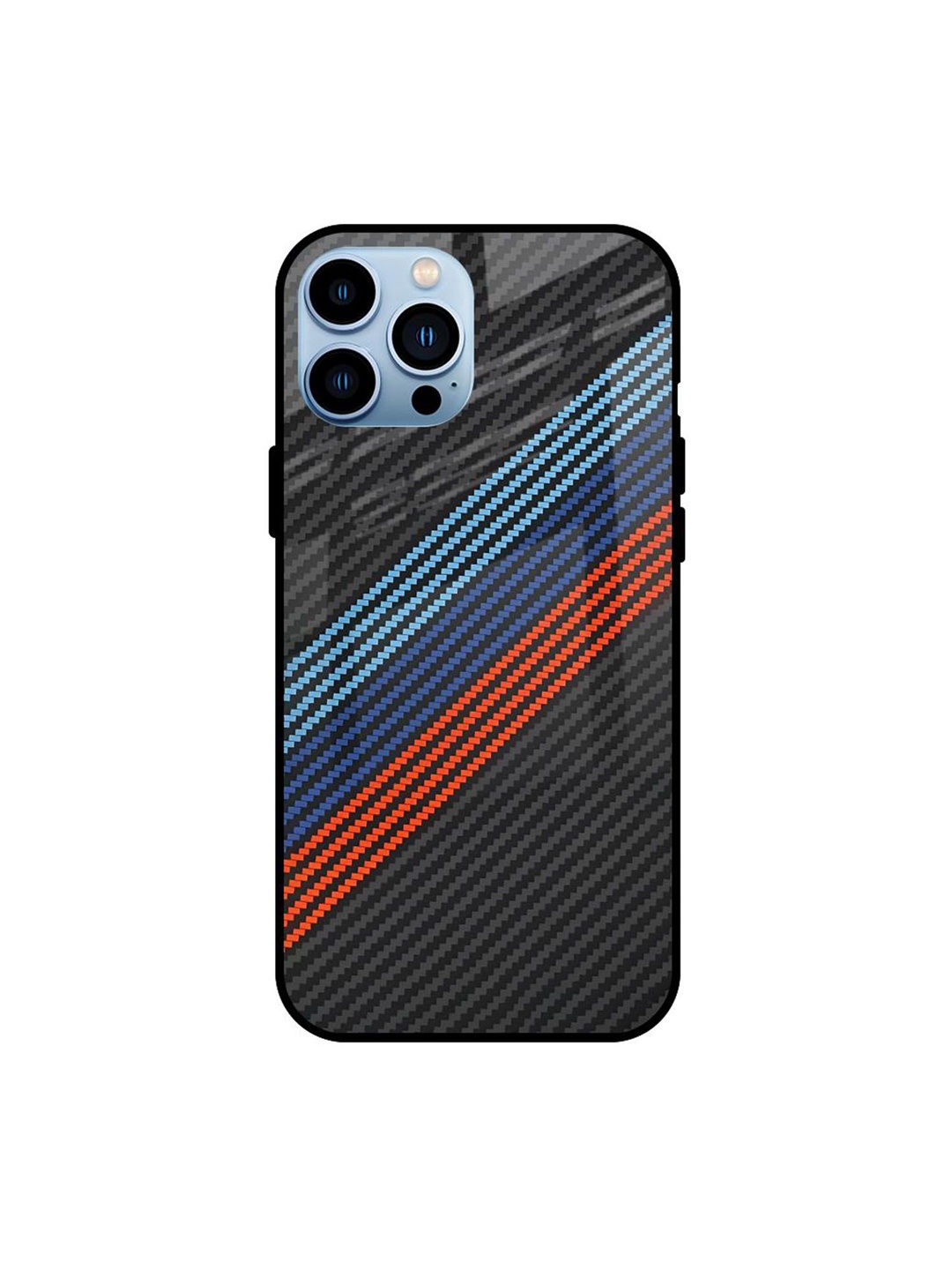 

QRIOH Carbon Inspired Printed iPhone 13 Pro Back Case, Black