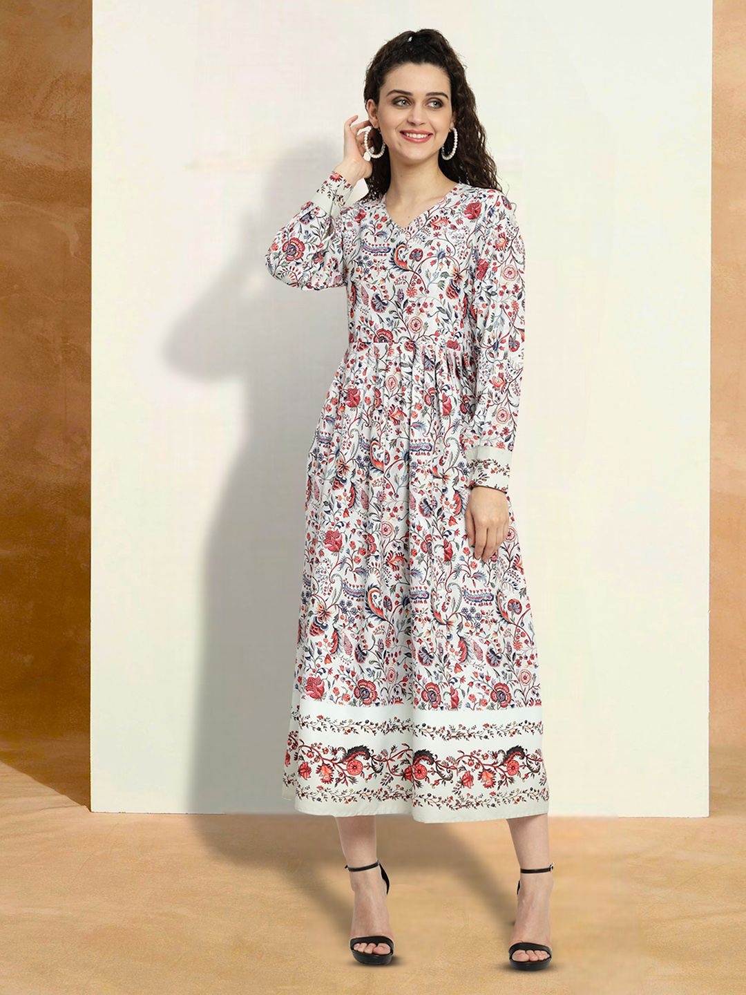 

Moda Rapido Floral Print Applique Fit & Flare Dress, Multi