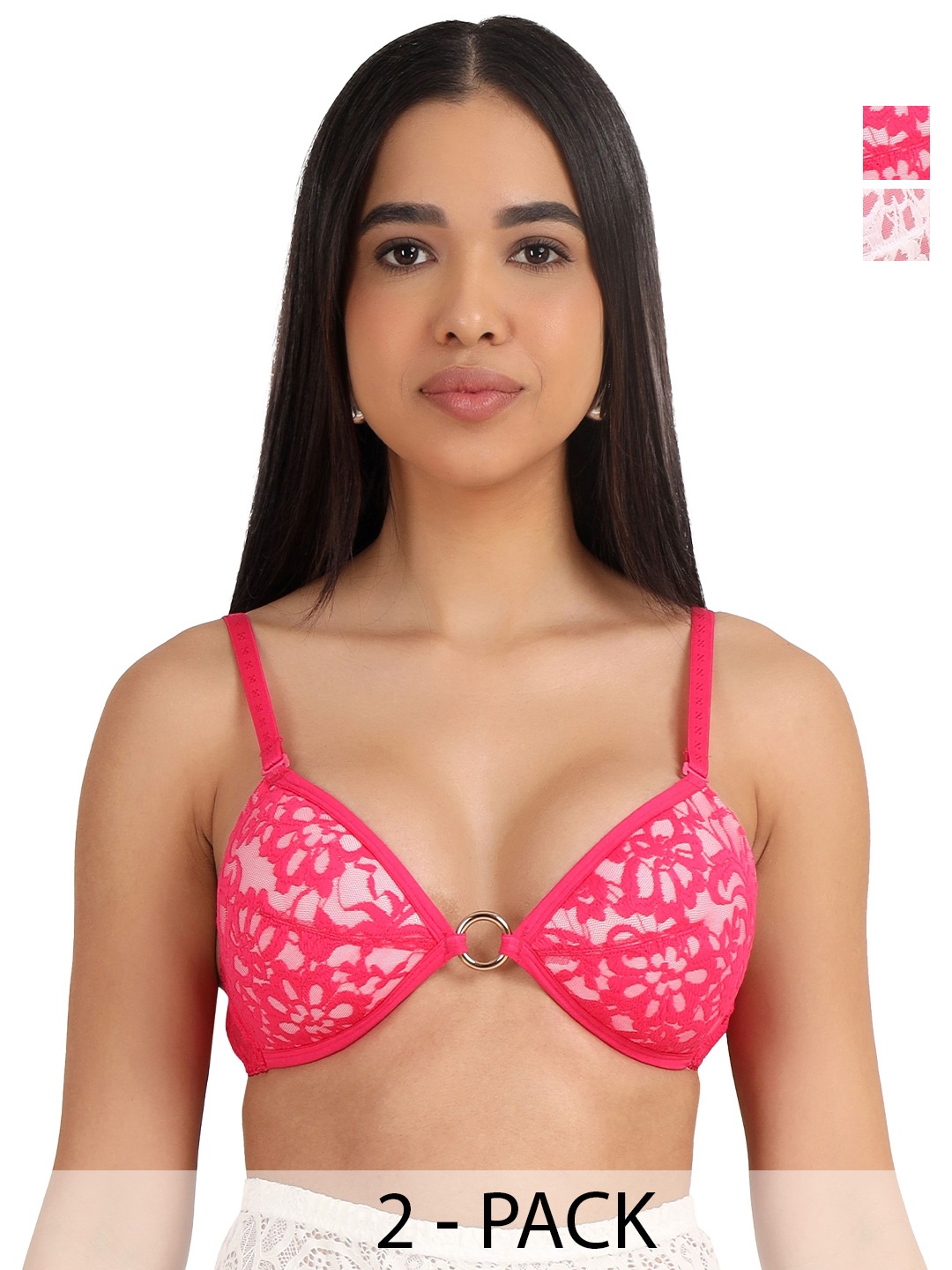 

SELFCARE Abstract Bra Half Coverage Lightly Padded, Pink